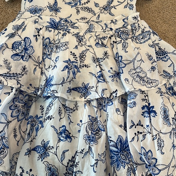 Janie and Jack Floral Blue and White Ruffle Dress - Picture 3 of 8